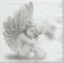 3 Servietten ~ Träumender Engel Angel Putti grau