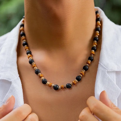 Herrenkette modeschmuck lava - herrenkette,