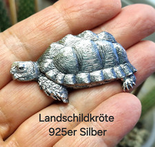 Landschildkröte als Anhänger, detailiert gearbeitet, 925er Silber, Künstlerverk.