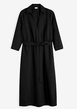 Blusenkleid mit Gürtel Gr. 44 Schwarz Damen Blusen-Kleid Midi Casual-Dress Neu*