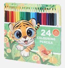 Buntstifte24 Stück für Kinder in einer Blechdose Holz Bunt Stifte 