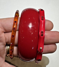 Vintage Set Mit 3 Rot Plastik