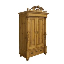 Kleiderschrank Dielenschrank antik um 1900 Weichholz 2-türig B: 108 cm -11849-