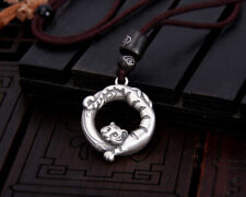 B25 Anhänger Rad Tiger chinesisches Sternzeichen Horoskop Silber 990 mit Kordel