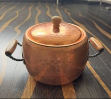 60er Jahre STÖCKLI NETSTAL Schweiz großer Kupfertopf Holzhenkel Swiss Made