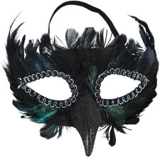 Vogelmaske Rabe Federdomino Krähe Federmaske Halbmaske Tiermaske