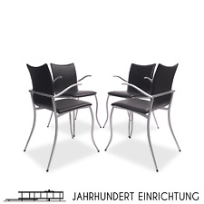 KFF  Tangent | 4er Set Stühle Leder Schwarz | Memphis Art Deco Stil Design Chair