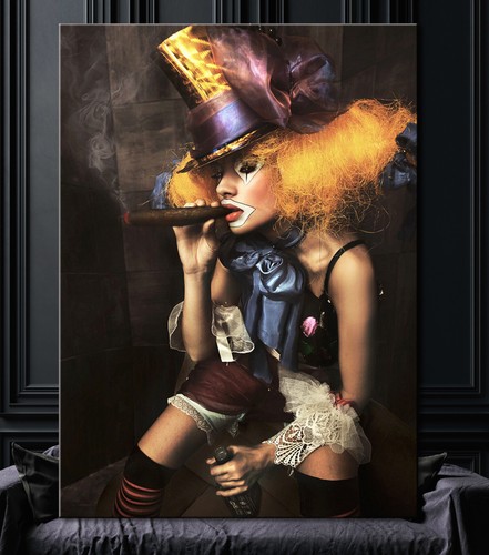 Smoking sexy clown leinwand - sexy,