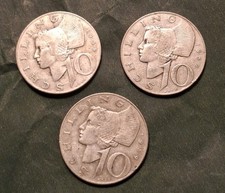 Österreich 10 Schilling 1957-59 - SILBER -  Frau mit Haube