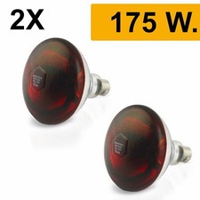 2 Stk Rotlichtlampe Wärmelampe 100W - 175W E27 Hartglas 240 Volt Hundewelpen K