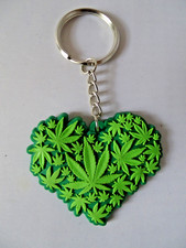 Schlüsselanhänger Hanfblatt  Cannabis Rasta Gummi Anhänger Herz