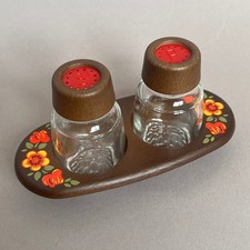 Emsa Salzburg Salz- & Pfefferstreuer Bauernmalerei Holzoptik Kunststoff Vintage