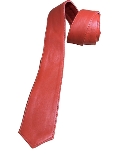 Leder krawatte orange rot - orange/rot,, mr