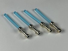 Lego Star Wars Custom Chrom Gold Griff ~ Trans hellblau Lichtschwert X4 ~ Neu