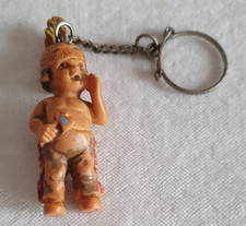 ZEHO Schlüsselanhänger mit Gummi Figur Junge mit Feder 60 er 70 er  DDR ? rar