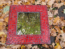 Spiegel Mosaik rot quadratisch 34x34cm zum Hängen