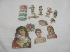 Lot antike Oblaten Glanzbilder Poesiebilder „Mädchen Blumen ua.“ (14) ~ 1880/192