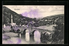 Ansichtskarte Konjic, Ortsansicht mit römischer Brücke über die Narenta 