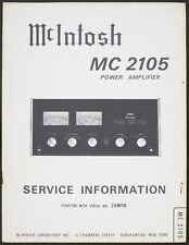 Original McIntosh MC 2105 Endverstärker Service Information / Manual / Anleitung