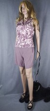 Seide  Kostüm  2 PC Silk Blend Short Pant Suit Tommy Bahama Floral Lavende Gr S