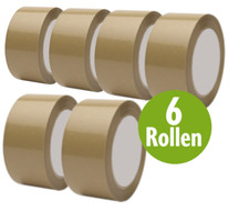 6x Klebeband braun Packband Paketband Karton Kleberollen 66m LEISE  46my TOP