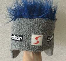 Eisbär Mütze Kinder Cocker Winter grau/blau Wintermütze  Snowboardmütze Größe 53