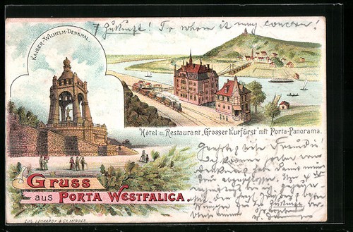 Lithographie porta westfalica - lithographie,