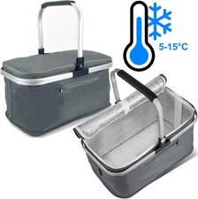 2x EINKAUFSKORB 24Ltr. Kühlkorb Thermo Alu Picknickkorb Kühlfunktion grau