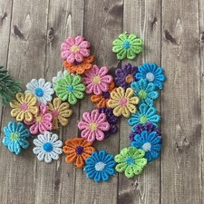 25 Blumen aus Stoff Mini Streublumen 28mm  Blüten Scrapbooking Basteln (K75)