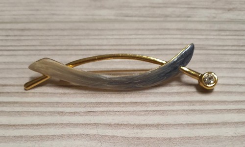 Antike brosche gold farbig - brosche,