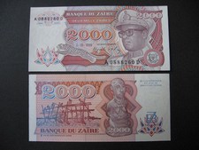 Zaire 2000 zaires 10 1991 - 2000, 1.10.1991
