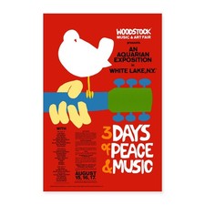 Woodstock Festival Poster 3 Days Of Peace Poster 40x60 cm, One size, Weiß