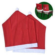 2-8 x Stuhlhussen Weihnachten Stuhlüberbezug Nikolausmütze Weihnachtsmütze Deko