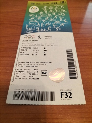 Used ticket olympic - used, 16.08