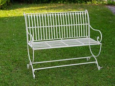 Eisen Gartenbank Motiv Lilienblüte weiß Antik Stil abnehmbar RW-14