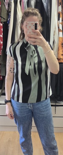 Bluse grün weiß schwarz - bluse,
