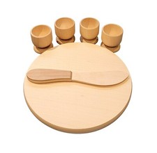 Weihnachtsgeschenkset - Frühstück Eierbecher, rundes Holzbrett & Messer Massivholz