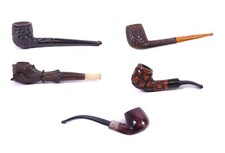 5 tlg. Set alte Tabakpfeifen u.a. HARRI REKORD Bruyere Holzpfeifen Gerade Hänger