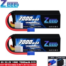 2x Zeee 22,2V 6S LiPo Akku 7000mAh EC5 100C Soft Shell für RC Flugzeug Auto Tank