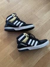 Adidas Sneaker Hard Court Black White Gold Gr. 38 2/3 mit Glitzer / top Zustand