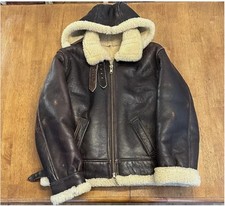 Herren RAF Flight Original Fell Shearling Echt Lammfell B-3 Bomber Lederjacke