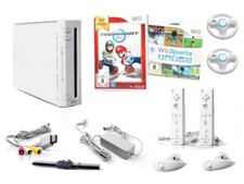 NINTENDO Wii KONSOLE  2 SPIELER SET + SPORTS + MARIO KART + ORIGINAL CONTROLLER