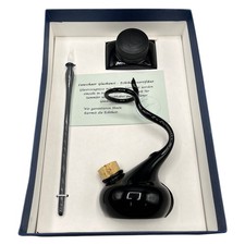 Lauschaer Glaskunst Schreibset Pelikan Tinte Glasfeder Tintenfass Geblasen Fein