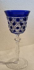 Val Saint Lambert Bleikristall  Überfang Weinrömer Blau Kristallglas 19,5 cm TOP