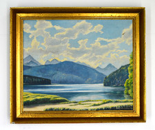 Schöne Malerei in schlechtem Zustand- Landschaftsbild- Öl auf Leinwand- von 1939