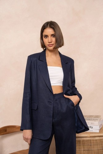 Oversize leinen blazer - oversize, damen