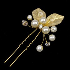 1 Haarnadel Blätter Perlen