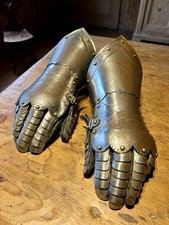 Mittelalter Deko Stulpen Ritter Handschuhe mit dekorativer Patina Ritterrüstung