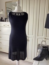 Zara Kleid Feinstrick Paillettenverzierung Rückenausschnitt schwarz Silber Gr. L