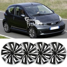Für Toyota Aygo 15 Zoll R15 15" 4er-Set Radkappen Schwarz Radblenden Abdeckungen